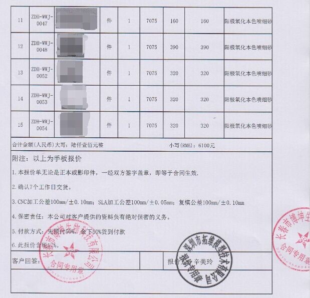 手板零件清单